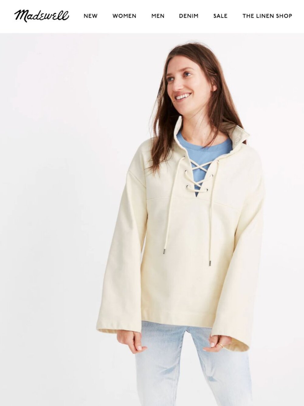 Madewell Lace-Up Sweatshirt